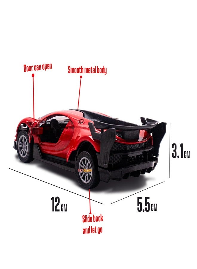 Toy Cloud 1:32 Bugatti Die Cast Metal Car Dashboard Toys Scale Model with Opening Doors Pull Back Cars Toys for 5 12 Years Kids Model Racing Kar Toy - Red - Image 4
